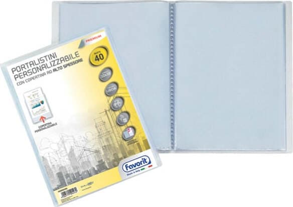 Portalistini personalizzabile Premium - liscio - 22x30 cm - 40 buste - trasparente - Favorit Cancelleria e prodotti per ufficio/Archivio ufficio e accessori per scrivania/Raccoglitori e accessori per raccoglitori/Raccoglitori/Portalistini Eurocartuccia - Pavullo, Commerciovirtuoso.it