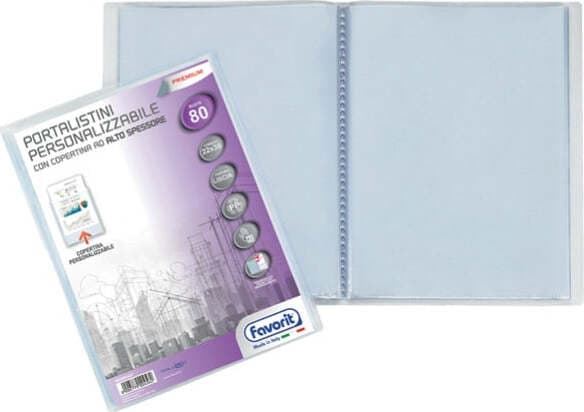 Portalistini personalizzabile Premium - liscio - 22x30 cm - 80 buste - trasparente - Favorit Cancelleria e prodotti per ufficio/Archivio ufficio e accessori per scrivania/Raccoglitori e accessori per raccoglitori/Raccoglitori/Portalistini Eurocartuccia - Pavullo, Commerciovirtuoso.it