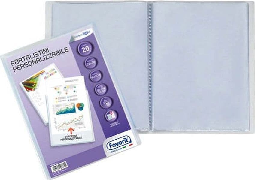 Portalistini personalizzabile Sviluppo - buccia - 22x30 cm - 20 buste - trasparente - Favorit Cancelleria e prodotti per ufficio/Archivio ufficio e accessori per scrivania/Raccoglitori e accessori per raccoglitori/Raccoglitori/Portalistini Eurocartuccia - Pavullo, Commerciovirtuoso.it
