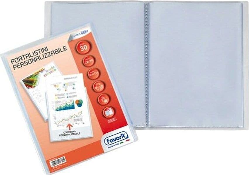 Portalistini personalizzabile Sviluppo - buccia - 22x30 cm - 30 buste - trasparente - Favorit Cancelleria e prodotti per ufficio/Archivio ufficio e accessori per scrivania/Raccoglitori e accessori per raccoglitori/Raccoglitori/Portalistini Eurocartuccia - Pavullo, Commerciovirtuoso.it