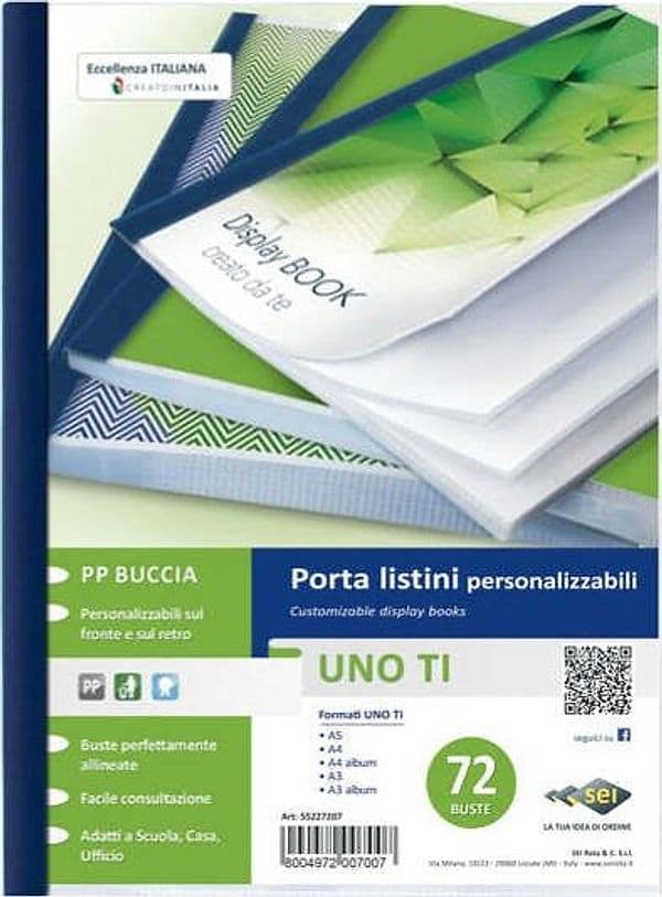 Portalistini personalizzabile Uno TI - 22x30 cm - 72 buste - blu - Sei Rota Cancelleria e prodotti per ufficio/Archivio ufficio e accessori per scrivania/Raccoglitori e accessori per raccoglitori/Raccoglitori/Portalistini Eurocartuccia - Pavullo, Commerciovirtuoso.it