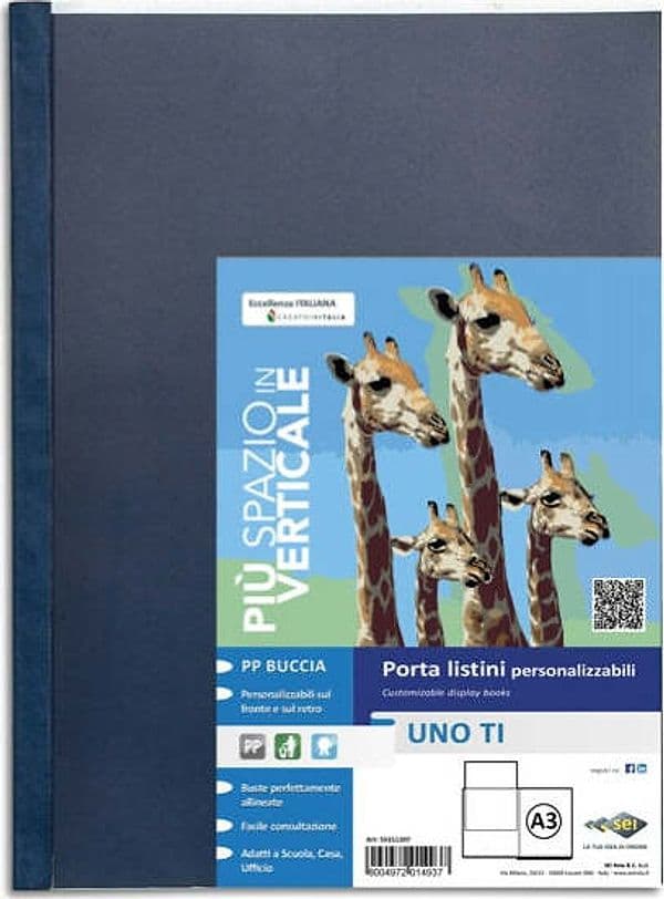 Portalistini personalizzabile Uno TI - 30x42 cm (libro) - 36 buste - blu - Sei Rota Cancelleria e prodotti per ufficio/Archivio ufficio e accessori per scrivania/Raccoglitori e accessori per raccoglitori/Raccoglitori/Portalistini Eurocartuccia - Pavullo, Commerciovirtuoso.it
