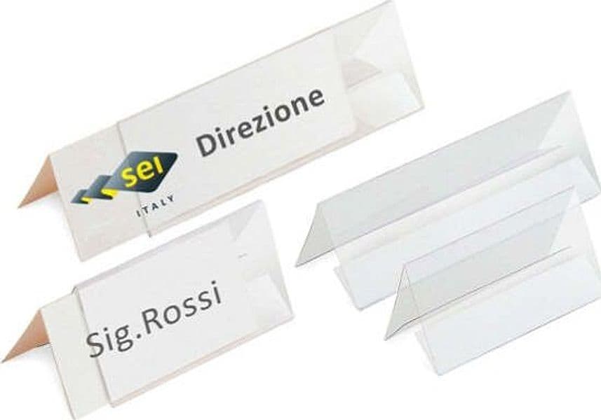 Portanome da tavolo Prisma - 30 x 5 cm - Sei Rota - conf. 5 pezzi Cancelleria e prodotti per ufficio/Archivio ufficio e accessori per scrivania/Lavagne e bacheche/Bacheche messaggi e insegne Eurocartuccia - Pavullo, Commerciovirtuoso.it