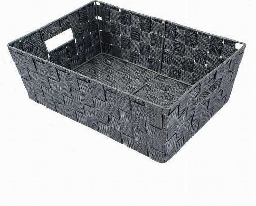 PORTAOGGETTI CESTO IN TESSUTO INTRECCIATO 38X26X13CM MANIGLIE GRIGIO SCURO 79032 in Cestini da scaffale Trade Shop italia - Napoli, commercioVirtuoso.it