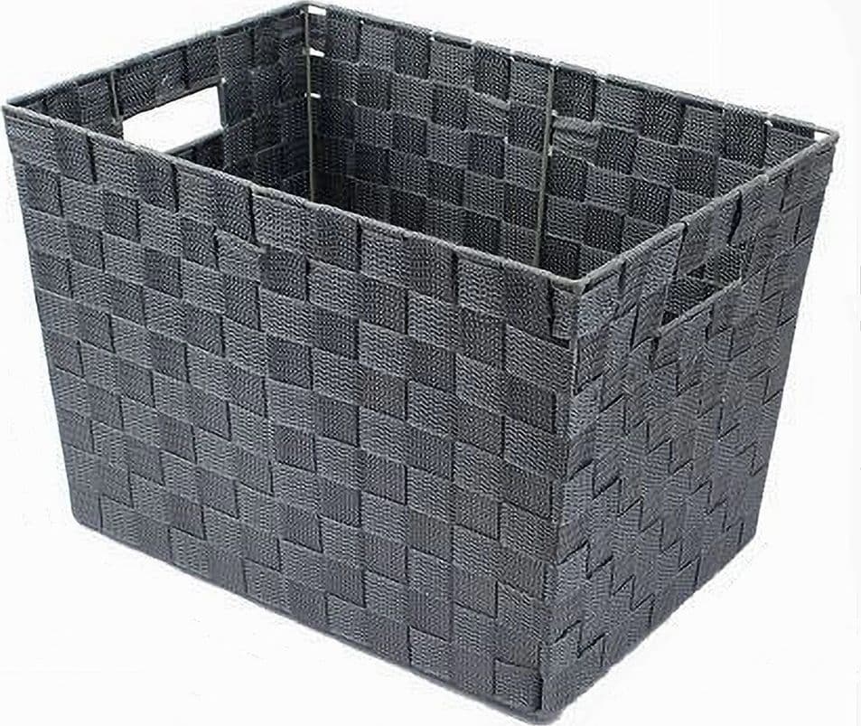 PORTAOGGETTI CESTO IN TESSUTO INTRECCIATO 38X26X25CM MANIGLIE GRIGIO SCURO 79038 in Cestini da scaffale Trade Shop italia - Napoli, commercioVirtuoso.it