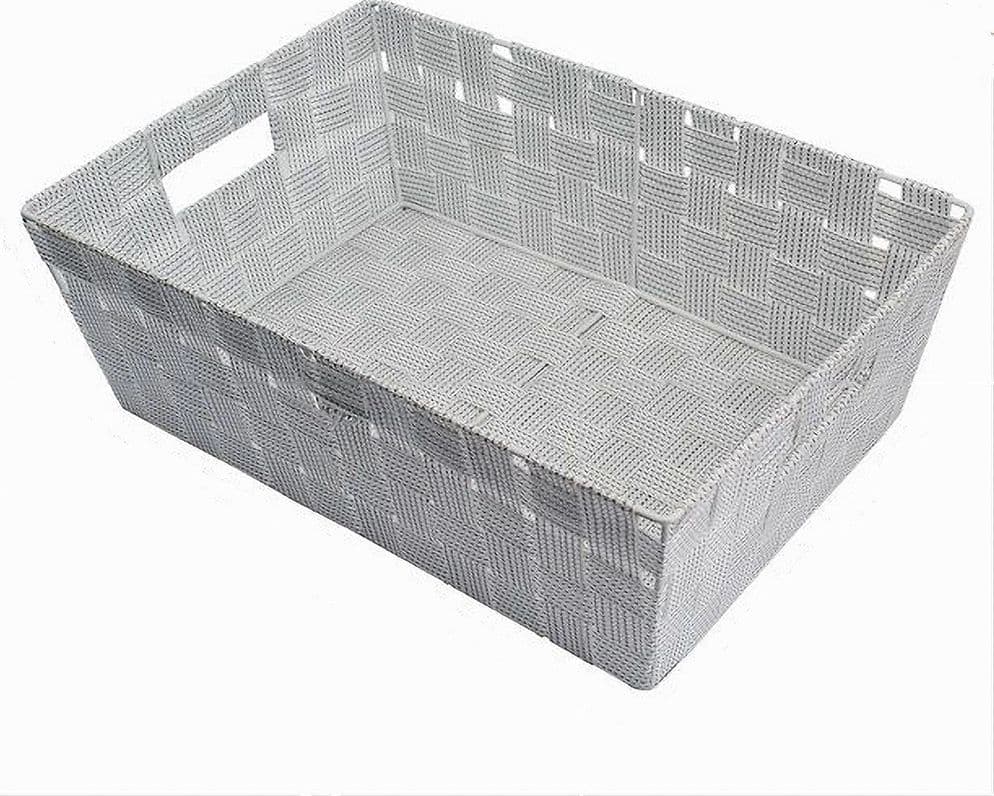 PORTAOGGETTI CESTO TESSUTO INTRECCIATO 38X26X13 CM MANIGLIE GRIGIO CHIARO 79030 in Cestini da scaffale Trade Shop italia - Napoli, commercioVirtuoso.it