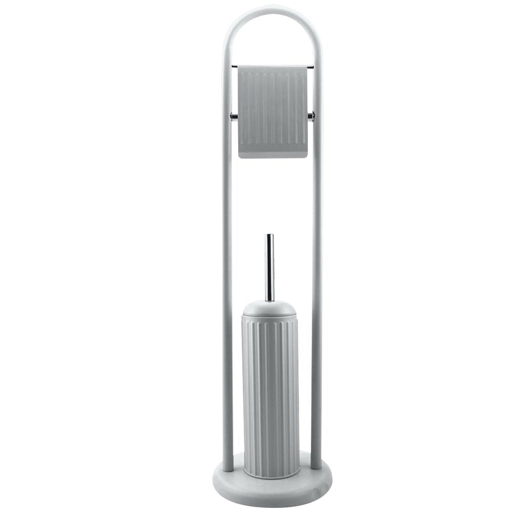 Portarotolo Con Spazzolone Porta Scopino Bagno Linear In Metallo Grigio 22x81 Cm Set da Bagno Trade Shop italia - Napoli, Commerciovirtuoso.it