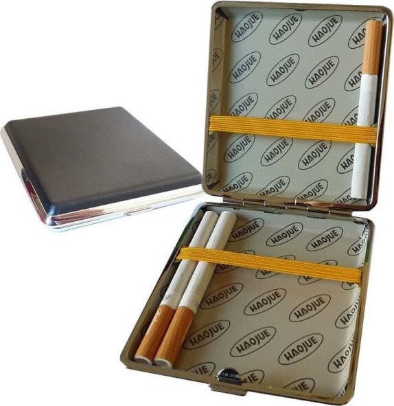 PORTASIGARETTE IN METALLO ED ECO PELLE ASTUCCIO PORTA SIGARETTE ELEGANTE
