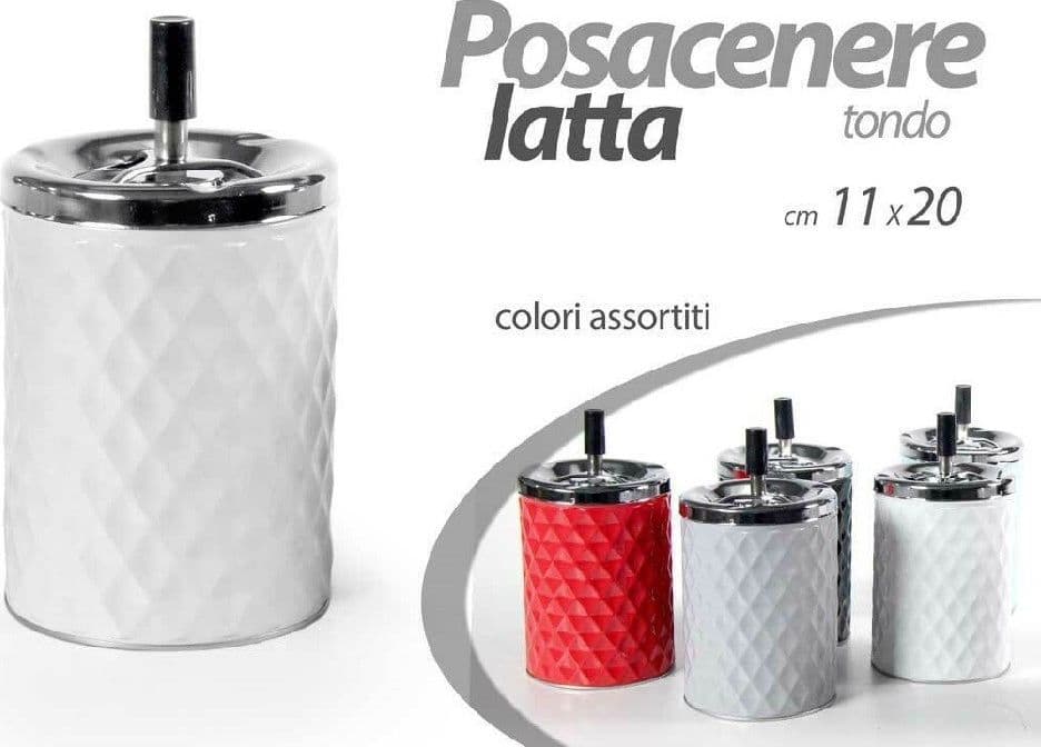 POSACENERE IN LATTA TONDO TWISTER A PRESSIONE 11 X 20 CM COLORI ASSORTITI 783289