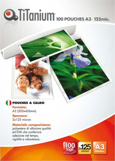 Pouches - A3 - 303x426 mm - 2x125 micron - Titanium - conf. 100 pezzi Cancelleria e prodotti per ufficio/Elettronica per ufficio/Accessori/Pouches per plastificatrici Eurocartuccia - Pavullo, Commerciovirtuoso.it