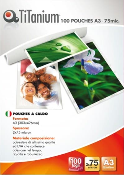 Pouches - A3 - 303x426 mm - 2x75 micron - Titanium - conf. 100 pezzi Cancelleria e prodotti per ufficio/Elettronica per ufficio/Accessori/Pouches per plastificatrici Eurocartuccia - Pavullo, Commerciovirtuoso.it