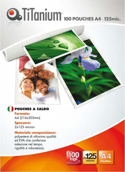 Pouches - A4 - 216x303 mm - 2x250 micron - Titanium - conf. 100 pezzi Cancelleria e prodotti per ufficio/Elettronica per ufficio/Accessori/Pouches per plastificatrici Eurocartuccia - Pavullo, Commerciovirtuoso.it