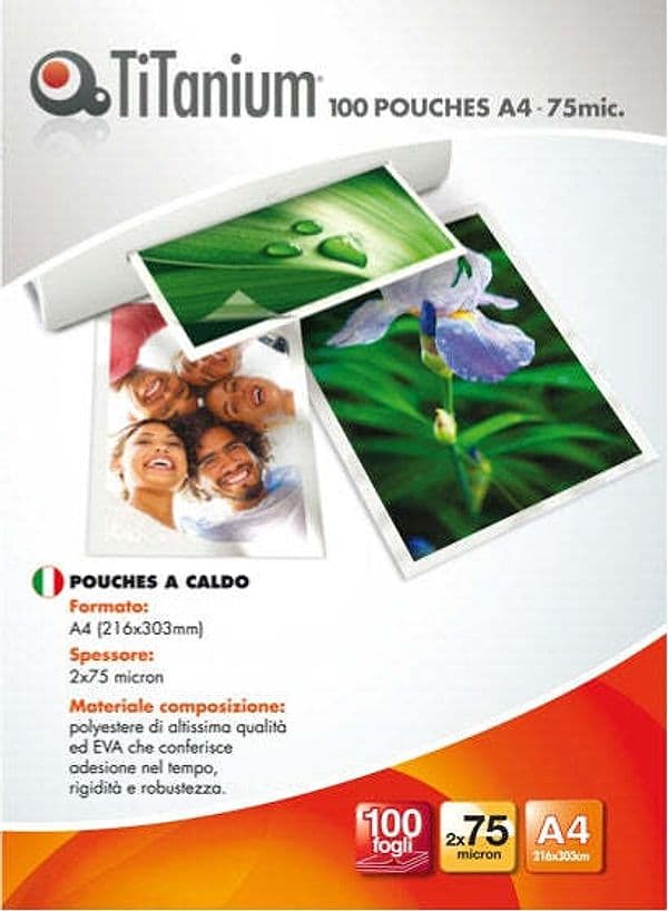 Pouches - A4 - 216x303 mm - 2x75 micron - Titanium - conf. 100 pezzi Cancelleria e prodotti per ufficio/Elettronica per ufficio/Accessori/Pouches per plastificatrici Eurocartuccia - Pavullo, Commerciovirtuoso.it