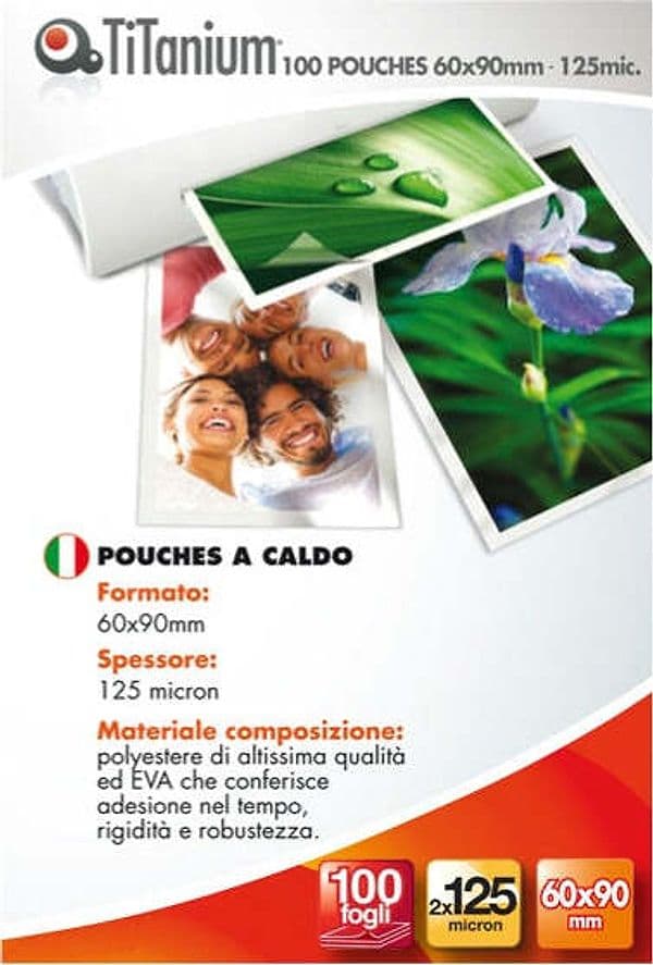 Pouches - business card - 60x90 mm - 2x125 micron - Titanium - conf. 100 pezzi Cancelleria e prodotti per ufficio/Elettronica per ufficio/Accessori/Pouches per plastificatrici Eurocartuccia - Pavullo, Commerciovirtuoso.it