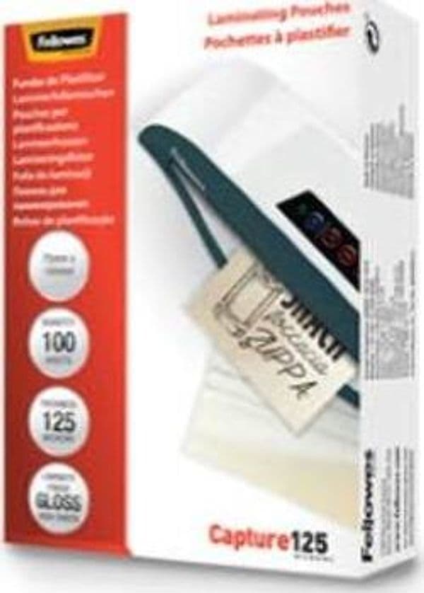 Pouches Capture125 - A3 - 303x426 mm - 2x125 micron - Fellowes - scatola 100 pezzi Cancelleria e prodotti per ufficio/Elettronica per ufficio/Accessori/Pouches per plastificatrici Eurocartuccia - Pavullo, Commerciovirtuoso.it