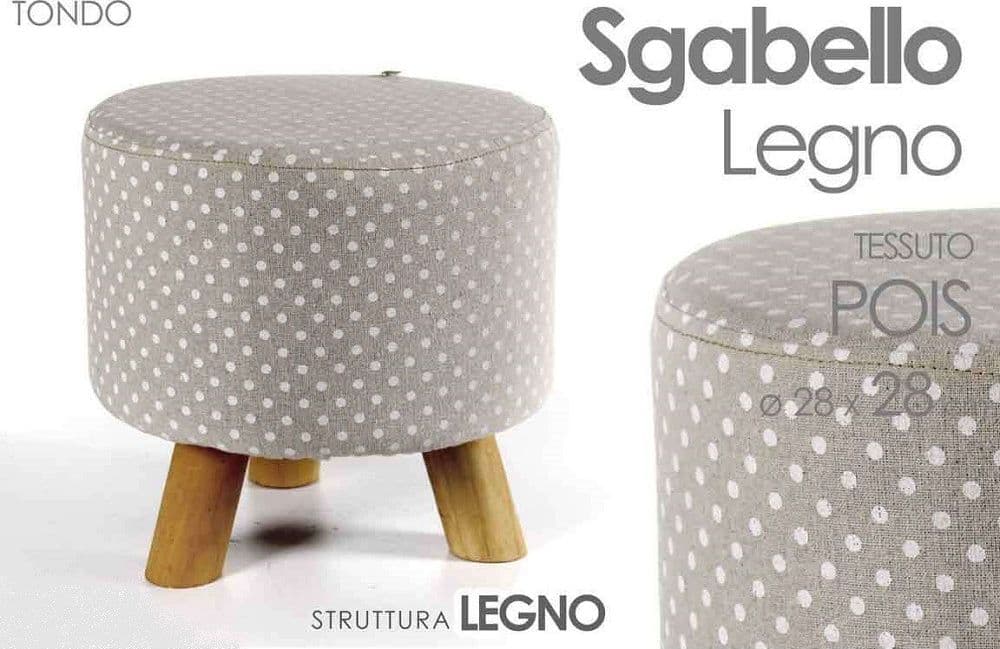 POUF SGABELLO POGGIAPIEDI TONDO STRUTTURA LEGNO TESSUTO POIS CREMA 28X28CM 823558