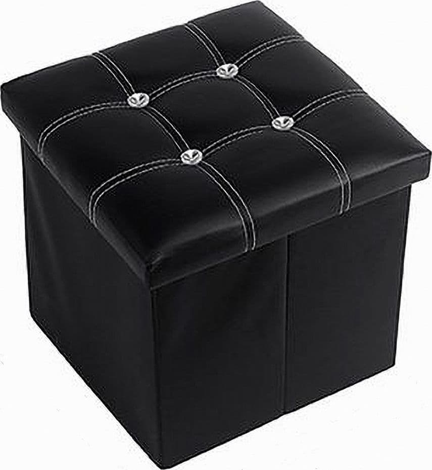 POUFF PUFF POUF CONTENITORE IMBOTTITO PORTAOGGETTI NERO STRASS 30X30X30 CM 79433 in Cassapanche Trade Shop italia - Napoli, commercioVirtuoso.it