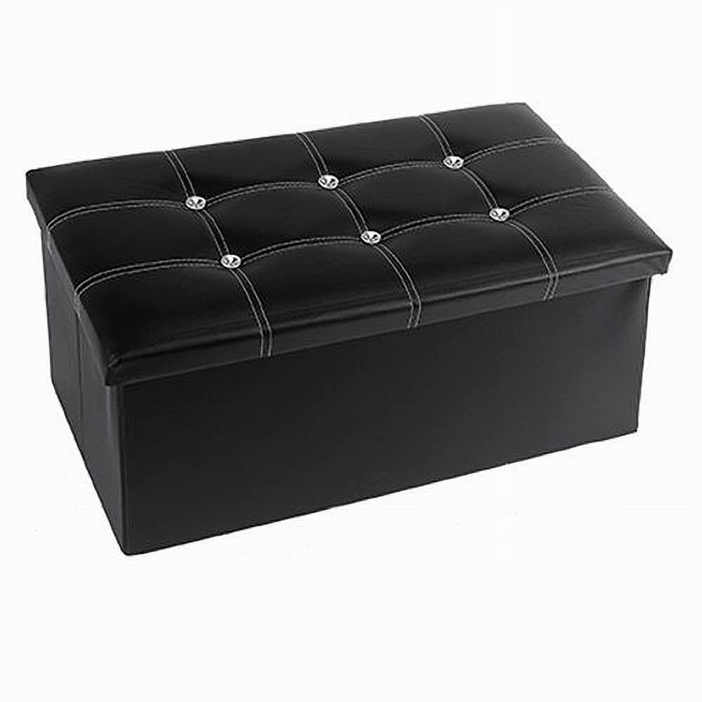 POUFF PUFF POUF CONTENITORE IMBOTTITO PORTAOGGETTI NERO STRASS 76X38X35 CM 79437 in Poltrone sacco Trade Shop italia - Napoli, commercioVirtuoso.it