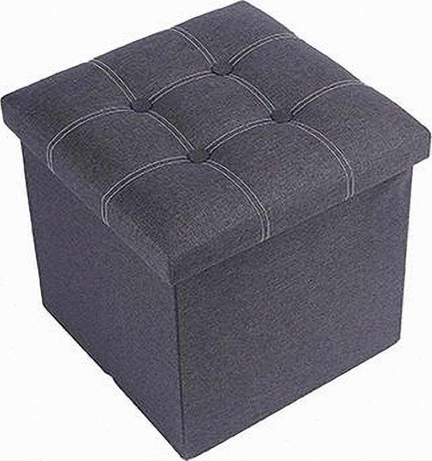 POUFF PUFF POUF CONTENITORE IMBOTTITO PORTAOGGETTI SEDUTA GRIGIO 30X30X30CM 79422