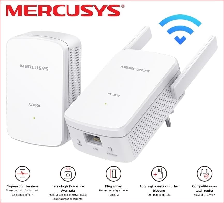 Powerline-1000Mbps-+-Extender-Wi-Fi-300Mbps-MERCUSYS-MP510-KIT