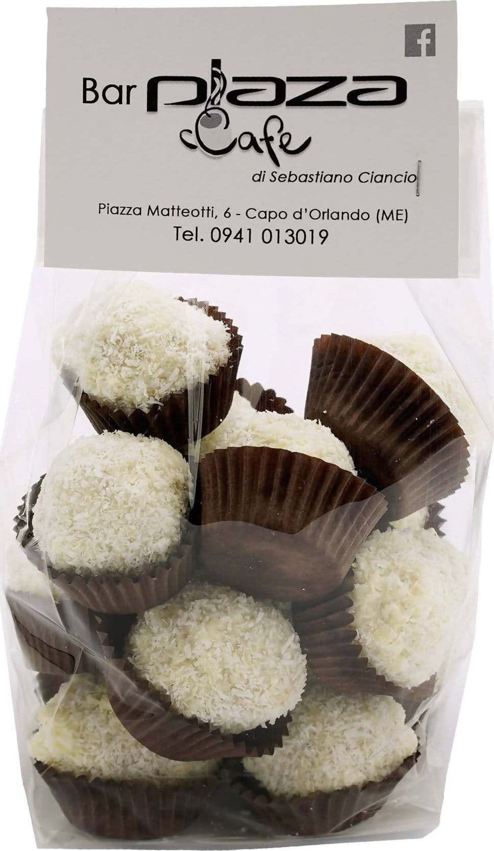 Praline al Cocco Artigianale Cioccolatini fatti a mano "Raffaello" con Crema di Cioccolato Bianco Ricoperto di Granella di Cocco 300gr in Cioccolatini in confezione regalo Plaza cafè - Capo d’Orlando, commercioVirtuoso.it