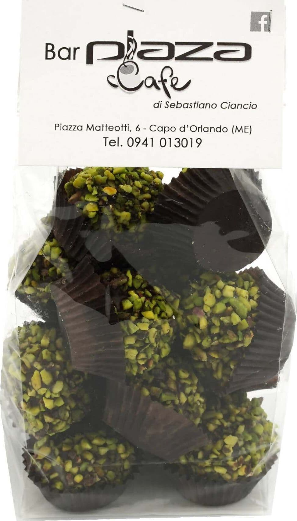 Praline al Pistacchio Artigianale Cioccolatini fatti a mano "Ferrero Rocher" al Pistacchio con granella e Crema di Pistacchio, Fondente e Wafer 300gr in Cioccolatini in confezione regalo Plaza cafè - Capo d’Orlando, commercioVirtuoso.it