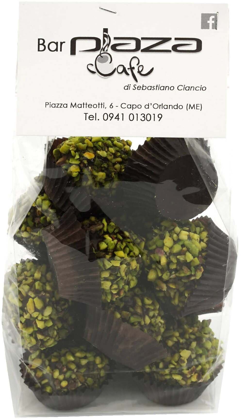 Praline al Pistacchio Artigianale Cioccolatini fatti a mano "Ferrero Rocher" al Pistacchio con granella e Crema di Pistacchio, Fondente e Wafer 300gr in Cioccolatini in confezione regalo Plaza cafè - Capo d’Orlando, commercioVirtuoso.it