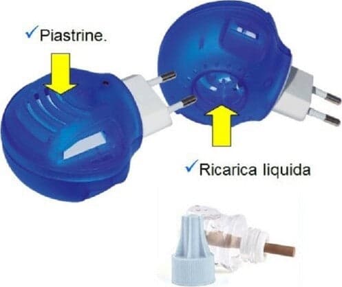 PRESA FORNELLO ELETTRICO ANTIZANZARE RICARICA LIQUIDA O PIASTRINA + RICARICA LIQUIDA + PIASTRINE
