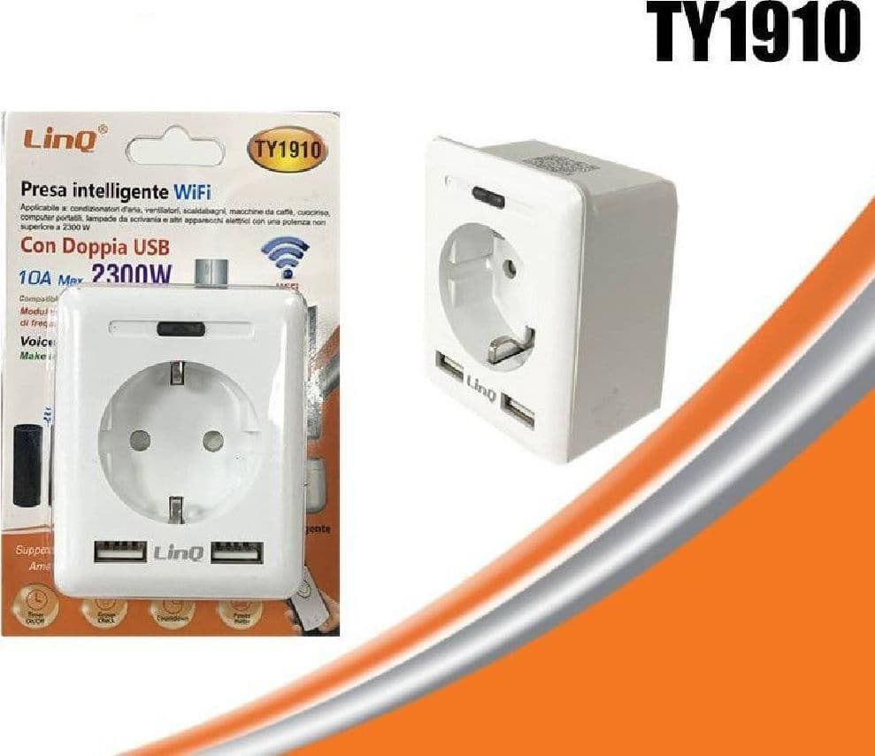 Presa Intelligente Spina A Muro Wifi Domotica Android Ios 2 Usb 10a 2300w Ty1910 Fai da te/Materiale elettrico/Prese elettriche ed accessori/Spine intelligenti e telecomandate Trade Shop italia - Napoli, Commerciovirtuoso.it