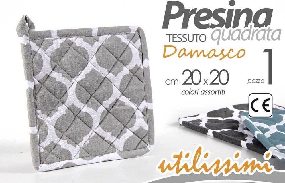 PRESINA IN TESSUTO QUADRATA 20X20 CM DECORO DAMASCO VARI COLORI ASSORTITI 721151
