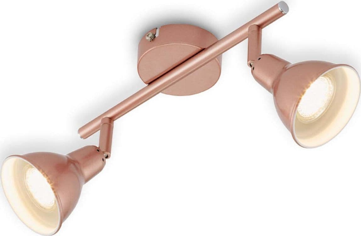 PRISMA---Plafoniera-con-2-faretti-a-LED-girevoli-e-orientabili,-in-rame,-GU10,-3-W