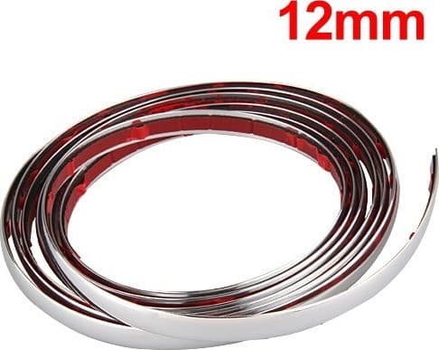 PROFILO CROMATO FASCIA ADESIVA ADESIVO AUTO CAMPER 6 METRI 12 mm IMPERMEABILE