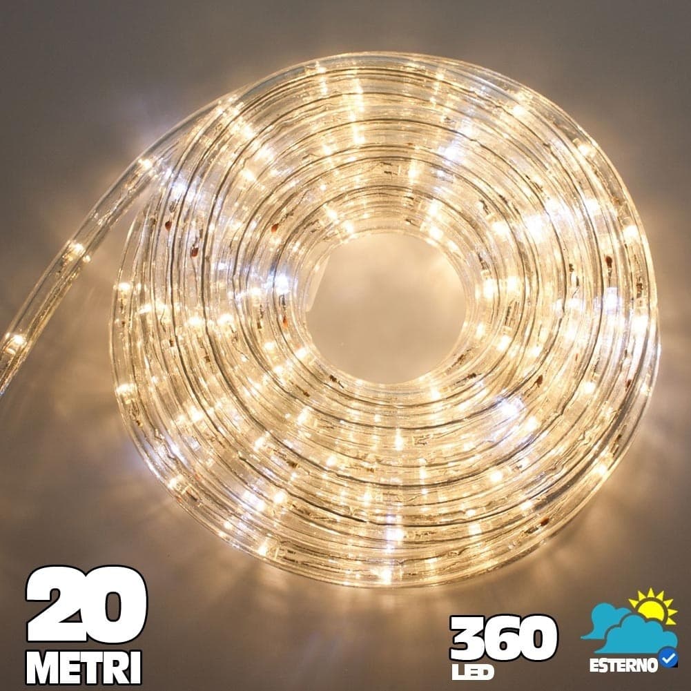 Tubo Luminoso A Led 360 Luci Bianco Caldo 20 Metri Per Uso Esterno + Controller in Strisce LED Trade Shop italia - Napoli, commercioVirtuoso.it
