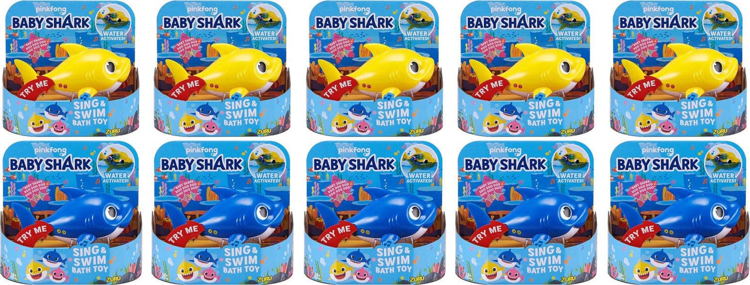 Promo 10 Pezzi Mixed 5 Gialli e 5 Blu Pinkfong Baby Shark Giocattolo da Bagno Canta e Nuota a Batteria per Bambini +18 Mesi - Rivenditore in Repliche e oggetti di scena 85cento.it - Potenza, commercioVirtuoso.it