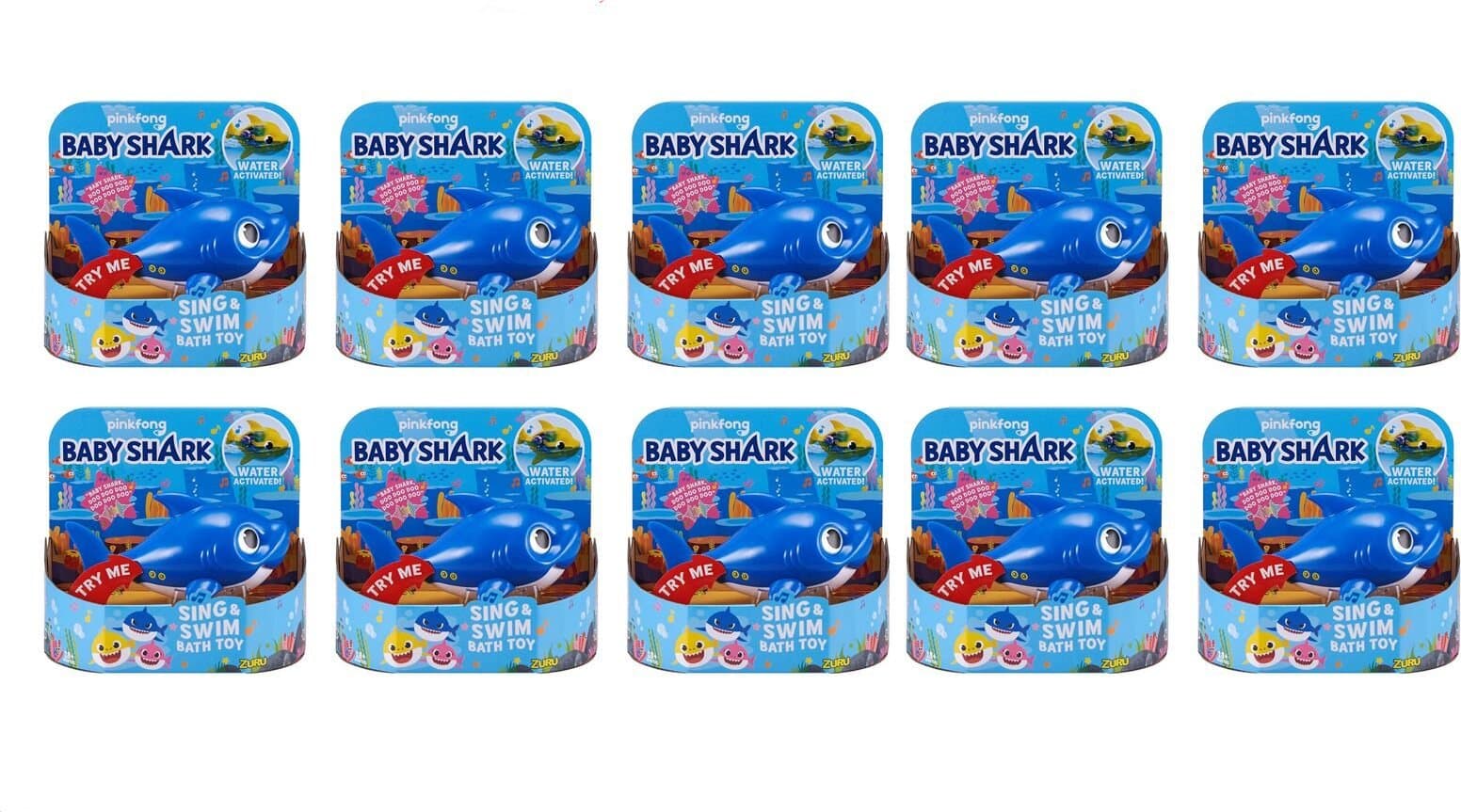 Promo 10 Pezzi Pinkfong Baby Shark Giocattolo da Bagno Canta e Nuota a Batteria Blu per Bambini +18 Mesi, Nuota per Davvero! Rivenditore