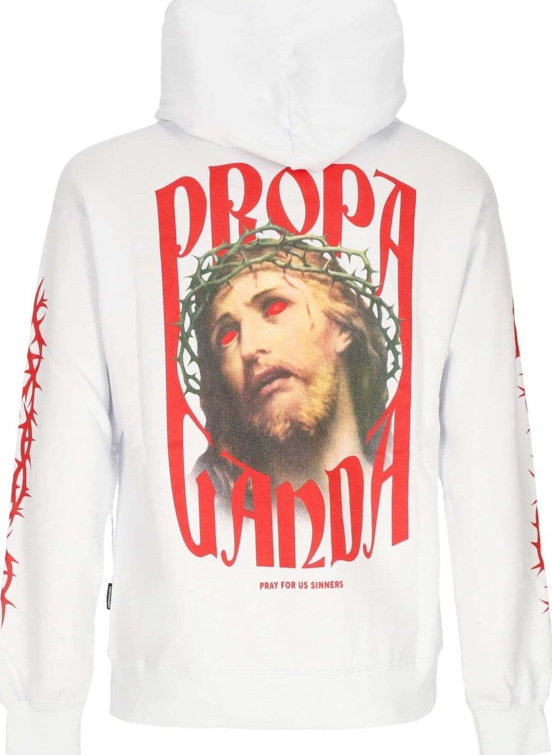 PROPAGANDA-Felpa-Cappuccio-Uomo-Crown-Hoodie-White-da-uomo