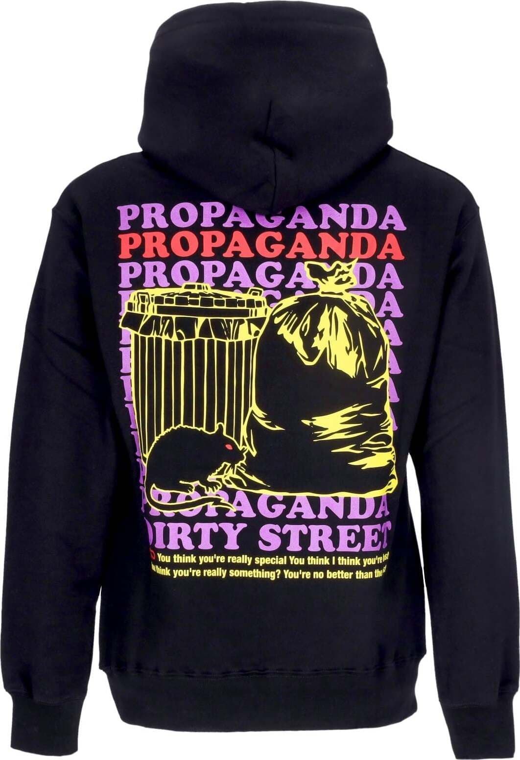 PROPAGANDA-Felpa-Cappuccio-Uomo-Trash-Hoodie-Black-da-uomo