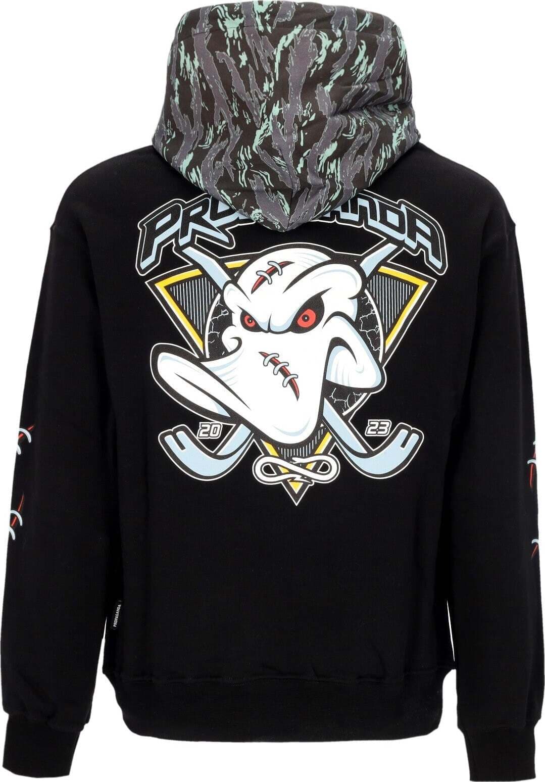 PROPAGANDA-Felpa-Leggera-Cappuccio-Uomo-Triangle-Pain-Hoodie-Black-da-uomo