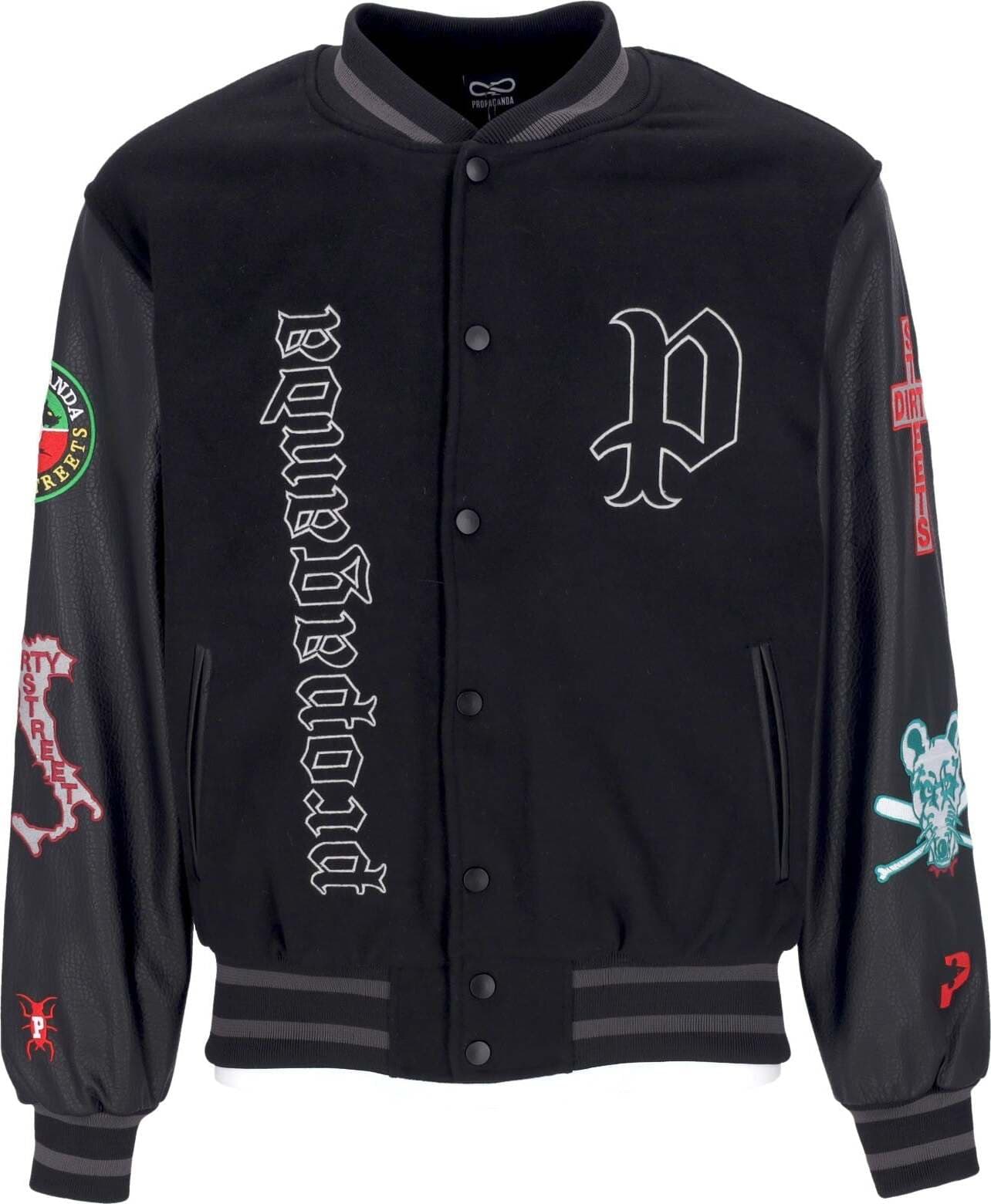 PROPAGANDA-Giubbotto-College-Uomo-Dirty-Street-College-Black-da-uomo