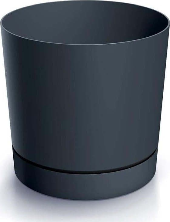Prosperplast-Vaso-Piante-Cilindro-con-Sottovaso-Integrato-TUBO-P-Antracite-23,9x23,1cm