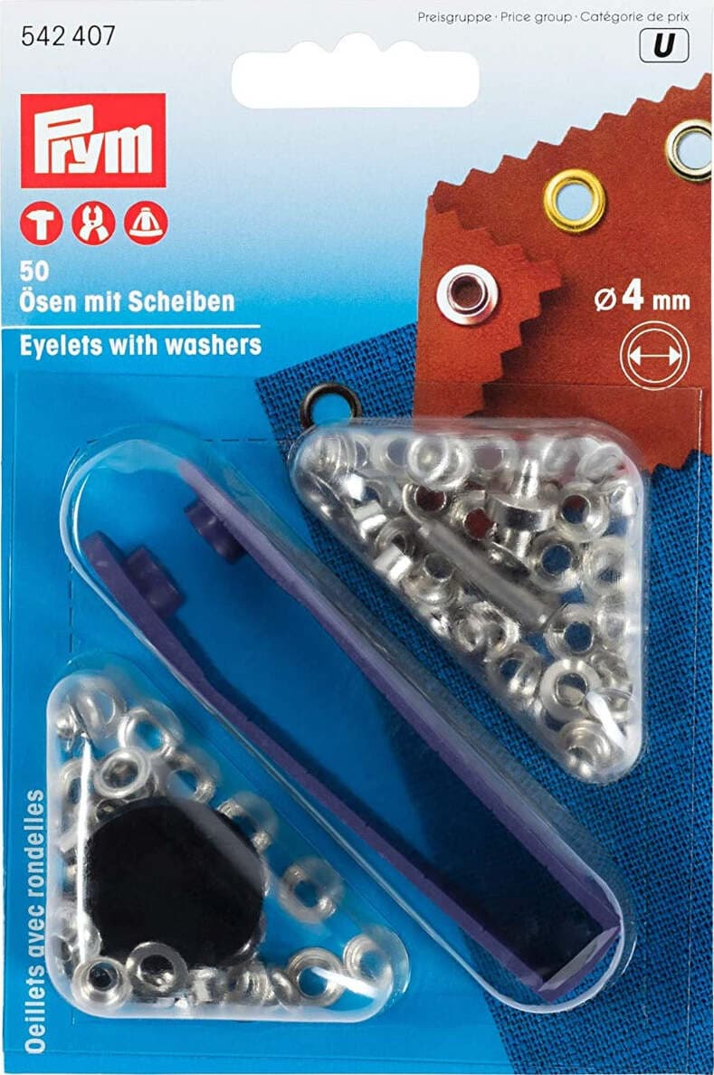 PRYM---50-PEZZI---OCCHIELLI-CON-RONDELLE-Ø4MM---IN-OTTONE-ARGENTATO