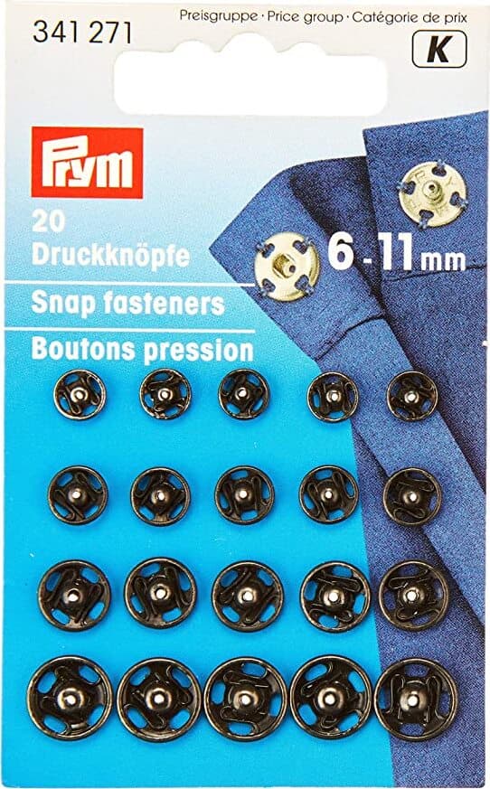 PRYM---CONFEZIONE-DA-20-PEZZI---BOTTONI-A-PRESSIONE-DA-CUCIRE-9MM-IN-POLIURETANO-COLORE-NERO