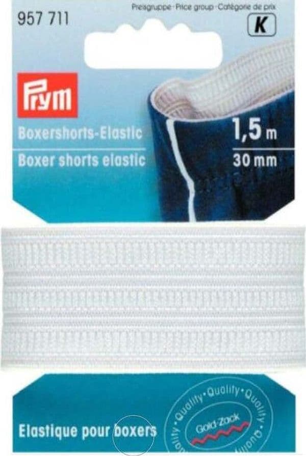 PRYM---ELASTICO-PER-BOXER-30MM-1,5-MT---COLORE-BIANCO