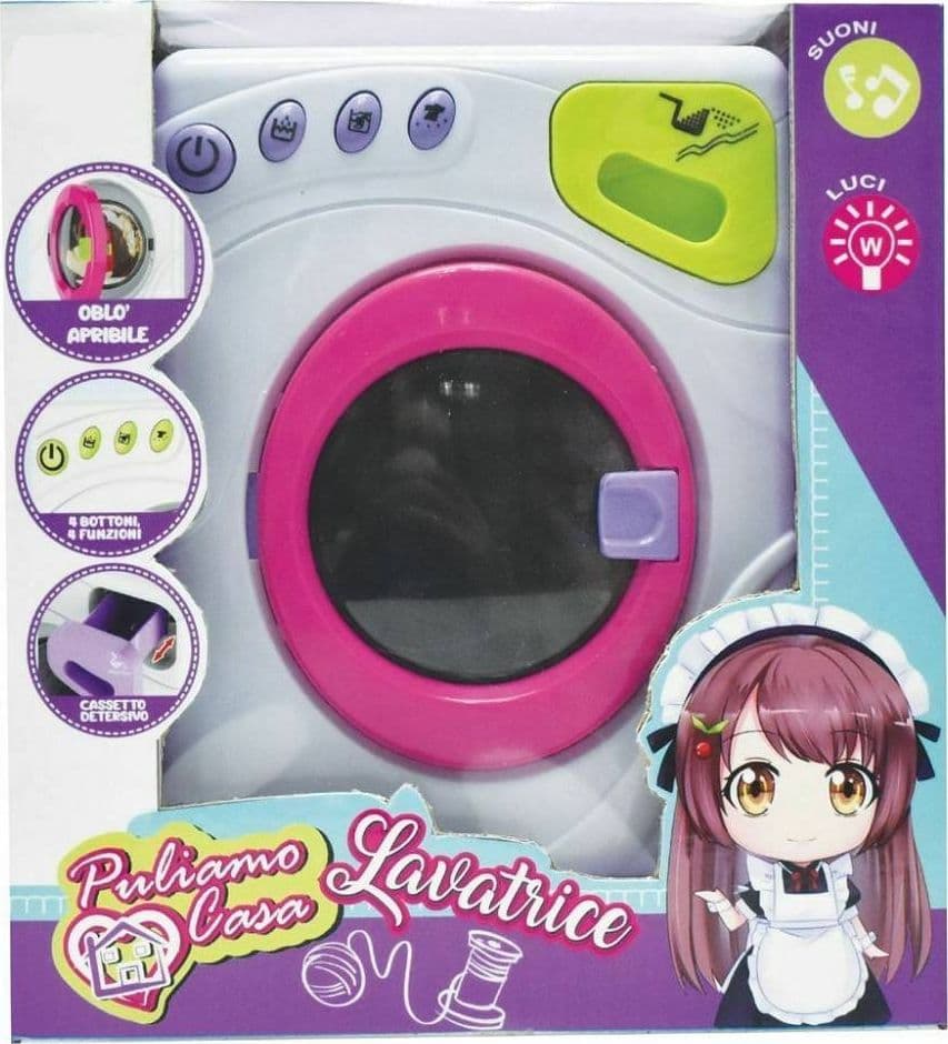 Puliamo-Casa-Lavatrice-Con-Luci-E-Suoni-Giocattolo-Gioco-Bambini