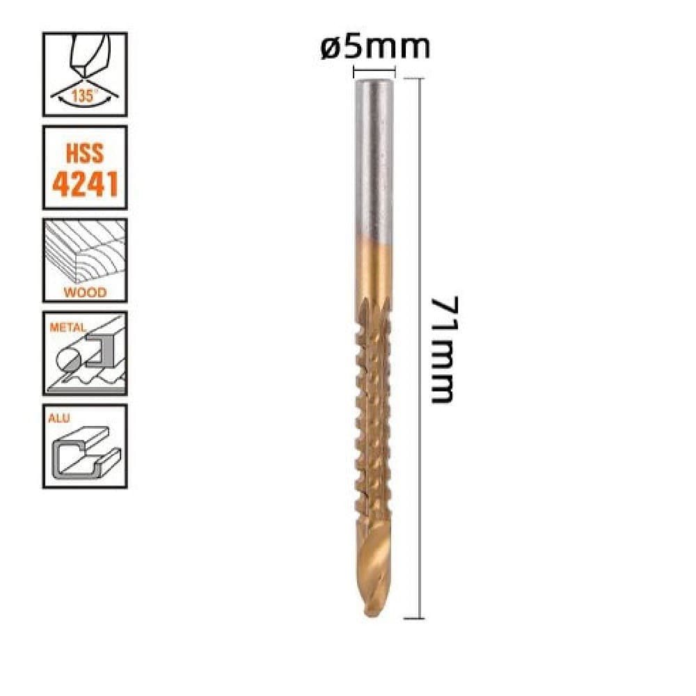 Punta Trapano Elicoidale Ø5mm X 71mm In Titanio Hss 4241 Per Metallo Legno 57149 Fai da te/Utensili elettrici e a mano/Accessori per utensili elettrici/Set punte per trapani Trade Shop italia - Napoli, Commerciovirtuoso.it