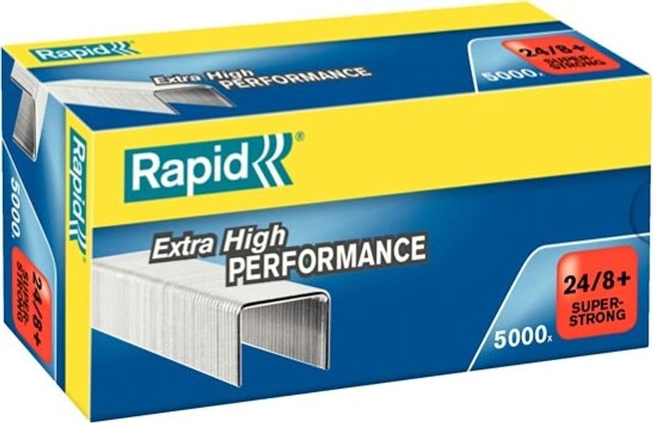 Punti Rapid Super Strong - 24-8+ - acciaio zincato - metallo - Rapid - conf. 5000 pezzi Cancelleria e prodotti per ufficio/Archivio ufficio e accessori per scrivania/Spillatrici e perforatrici/Graffette Eurocartuccia - Pavullo, Commerciovirtuoso.it