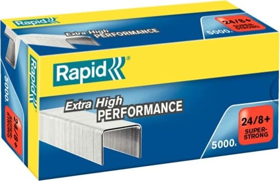 Punti Rapid Super Strong - 24-8+ - acciaio zincato - metallo - Rapid - conf. 5000 pezzi Cancelleria e prodotti per ufficio/Archivio ufficio e accessori per scrivania/Spillatrici e perforatrici/Graffette Eurocartuccia - Pavullo, Commerciovirtuoso.it