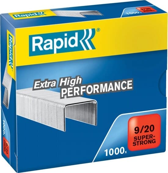 Punti Rapid Super Strong - alti spessori - 9-20 - acciaio zincato - metallo - Rapid - conf. 1000 pezzi Cancelleria e prodotti per ufficio/Archivio ufficio e accessori per scrivania/Spillatrici e perforatrici/Graffette Eurocartuccia - Pavullo, Commerciovirtuoso.it