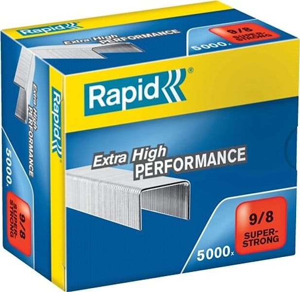 Punti Rapid Super Strong - alti spessori - 9-8 - acciaio zincato - metallo - Rapid - conf. 5000 pezzi Cancelleria e prodotti per ufficio/Archivio ufficio e accessori per scrivania/Spillatrici e perforatrici/Graffette Eurocartuccia - Pavullo, Commerciovirtuoso.it