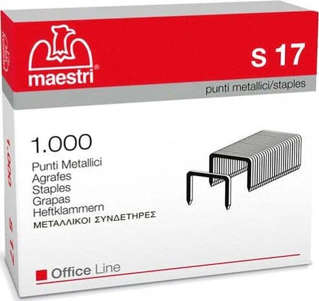Punti S17 - 23-17 - acciaio - metallo - Romeo Maestri - conf. 1000 pezzi Cancelleria e prodotti per ufficio/Archivio ufficio e accessori per scrivania/Spillatrici e perforatrici/Graffette Eurocartuccia - Pavullo, Commerciovirtuoso.it